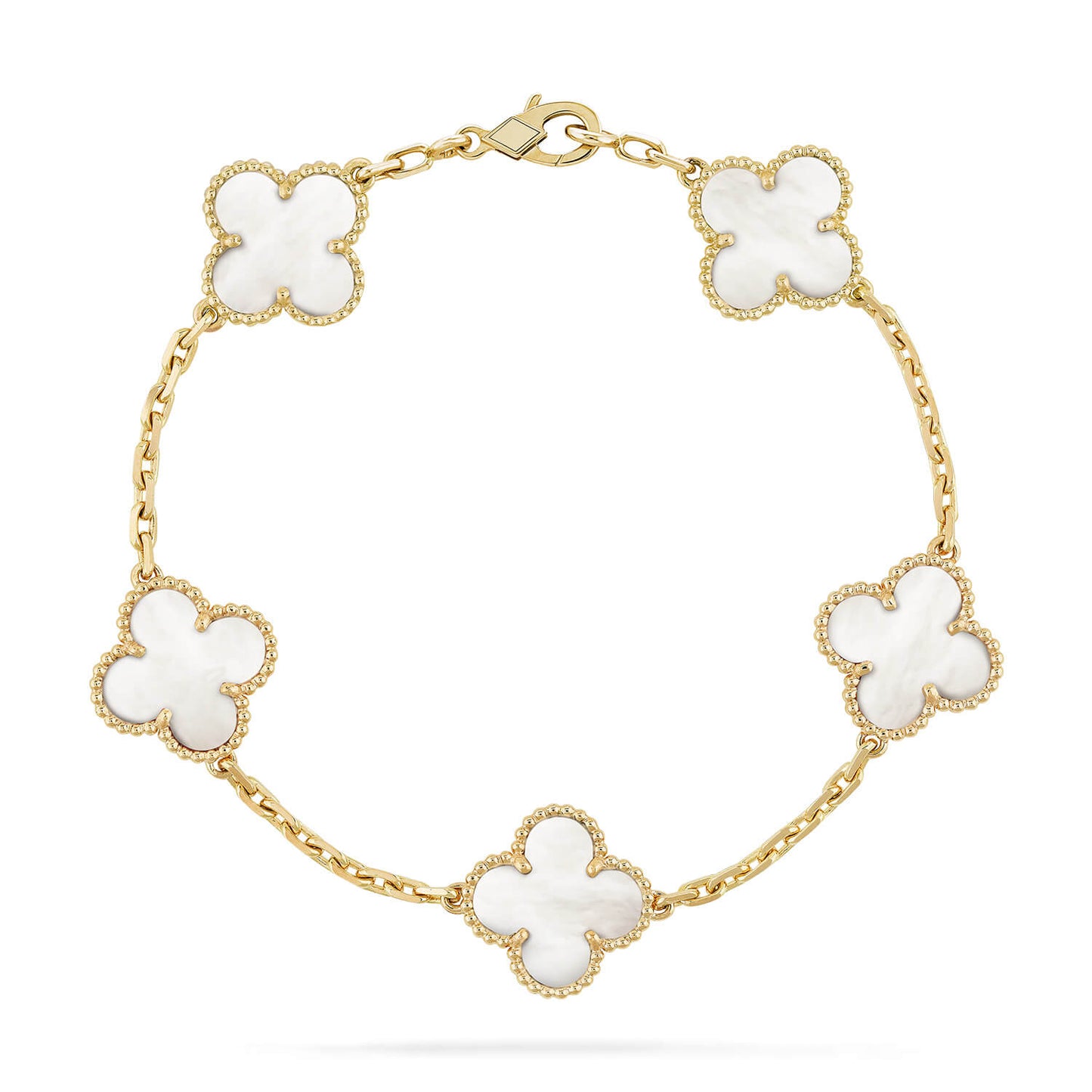 [NOBLE AURA]CLOVER  5 MOTIF WHITE MOP BRACELET