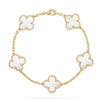 [NOBLE AURA]CLOVER  5 MOTIF WHITE MOP BRACELET