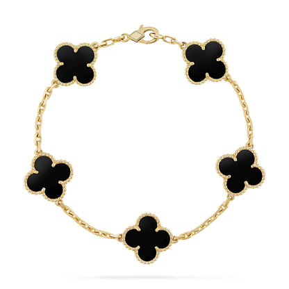 [NOBLE AURA]CLOVER  5 MOTIFS BLACK ONYX BRACELET