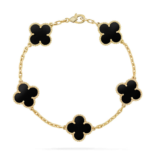 [NOBLE AURA]CLOVER  5 MOTIFS BLACK ONYX BRACELET