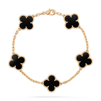 [NOBLE AURA]CLOVER  5 MOTIFS BLACK ONYX BRACELET
