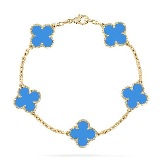 [NOBLE AURA]CLOVER 5 MOTIFS BLUE AGATE BRACELET