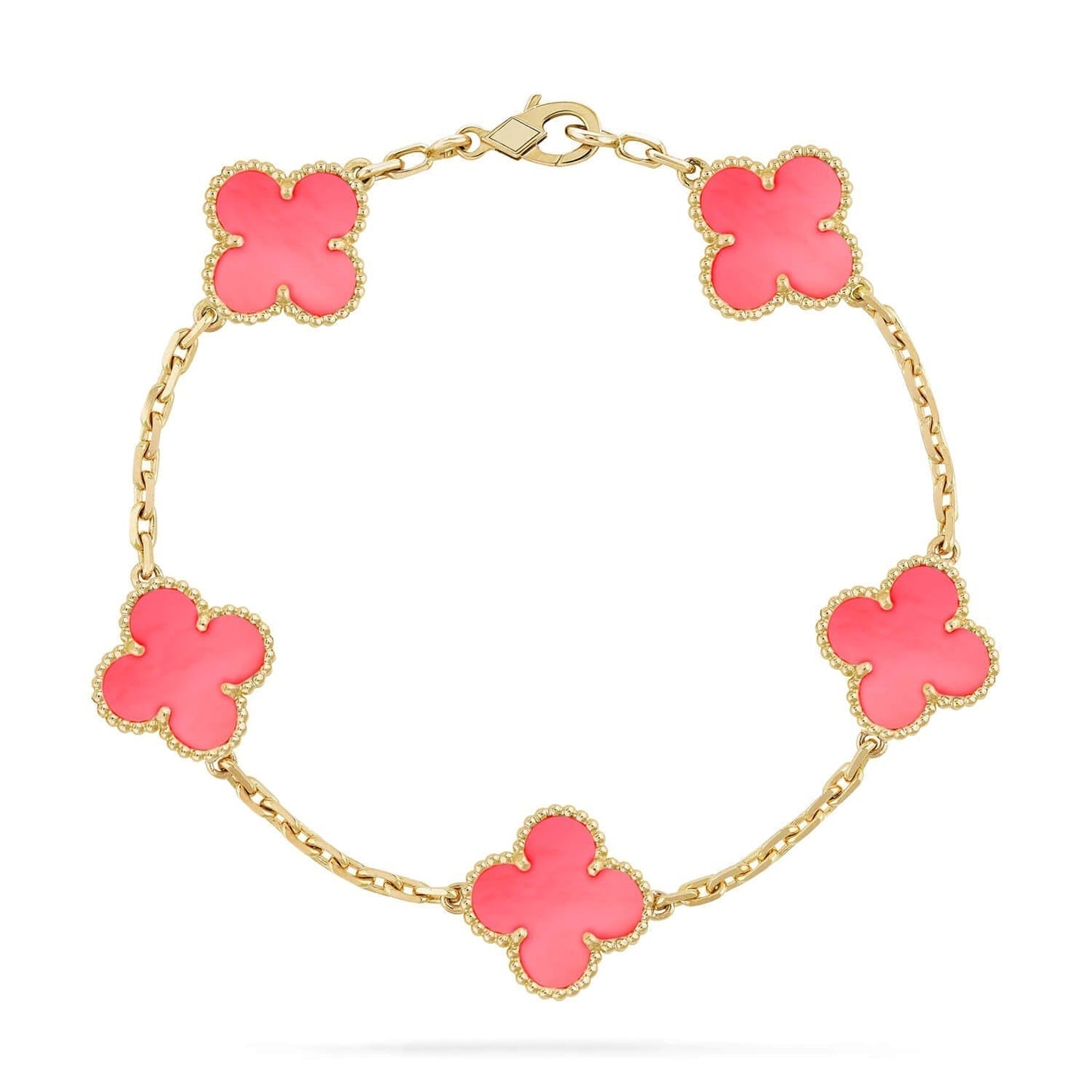 [NOBLE AURA]CLOVER 5 PINK MOP BRACELET