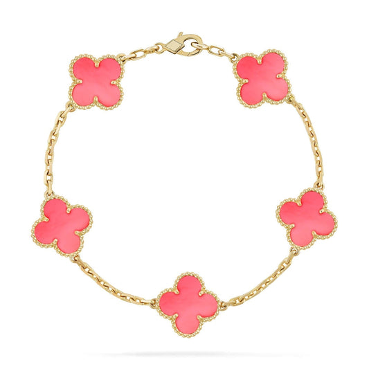 [NOBLE AURA]CLOVER 5 PINK MOP BRACELET