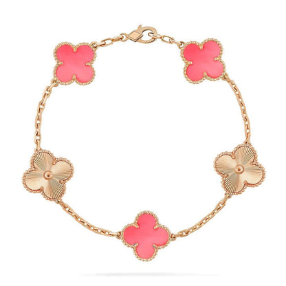 [NOBLE AURA]CLOVER BRACELET 5 MOTIF PINK AND PINK GOLD