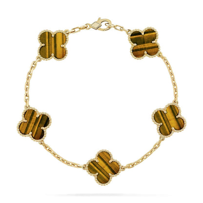 [NOBLE AURA]CLOVER  5 MOTIFS TIGER EYE BRACELET