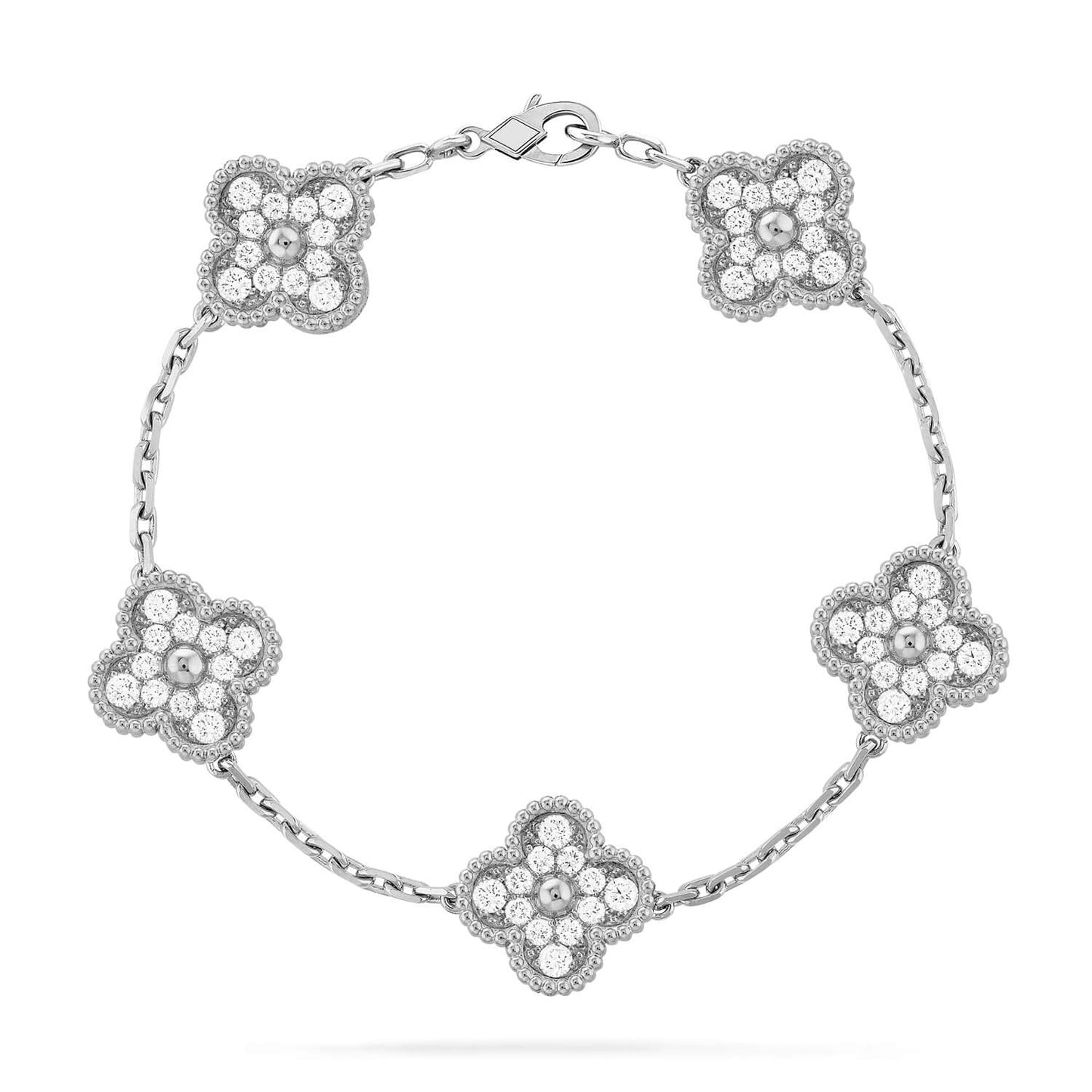 [NOBLE AURA]CLOVER 5 MOTIFS  DIAMOND BRACELET SILVER