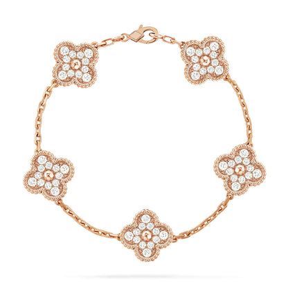 [NOBLE AURA]CLOVER 5 MOTIFS  FULL DIAMOND BRACELET