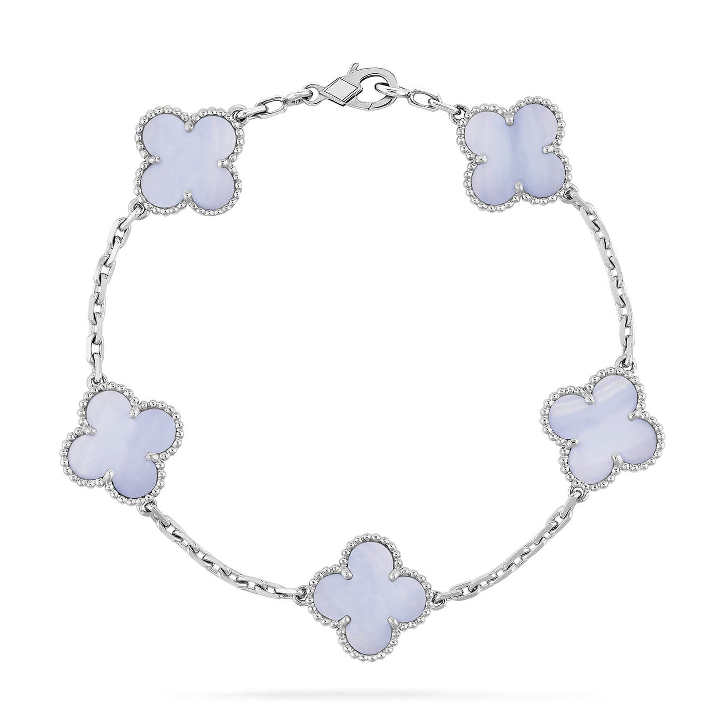 [NOBLE AURA]CLOVER  5 MOTIF PURPLE CHALCEDONY BRACELET SILVER