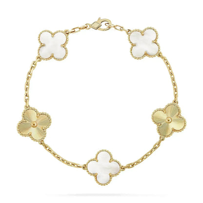 [NOBLE AURA]CLOVER BRACELET 5 MOTIF WHITE MOP PINK GOLD