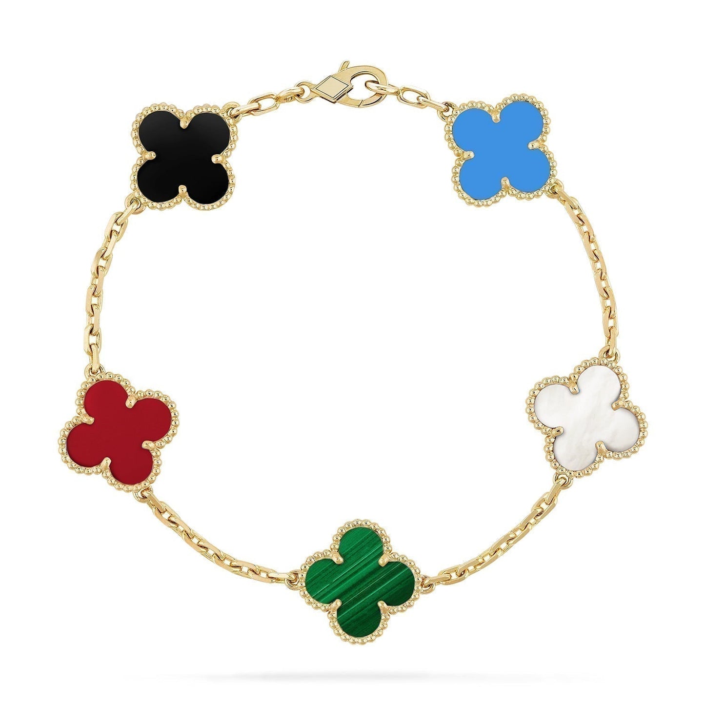 [NOBLE AURA]CLOVER 5 MOTIFS MULTICOLOR BRACELET