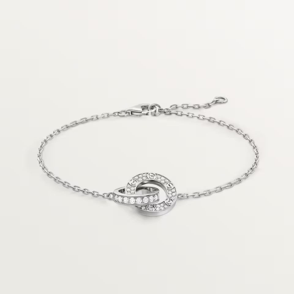 [NOBLE AURA] LOVE DOUBLE RING FULL DIAMOND BRACELET