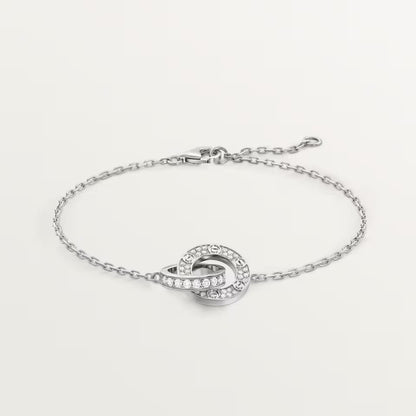 [NOBLE AURA] LOVE DOUBLE RING FULL DIAMOND BRACELET