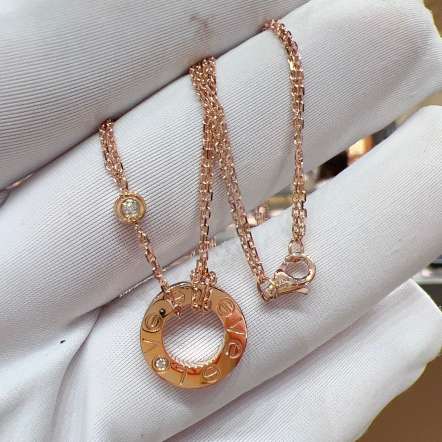 [NOBLE AURA]LOVE NECKLACE 16MM 2 DIAMONDS