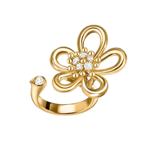 [NOBLE AURA]  FLOWERLACE OPEN RING 5 DIAMONDS