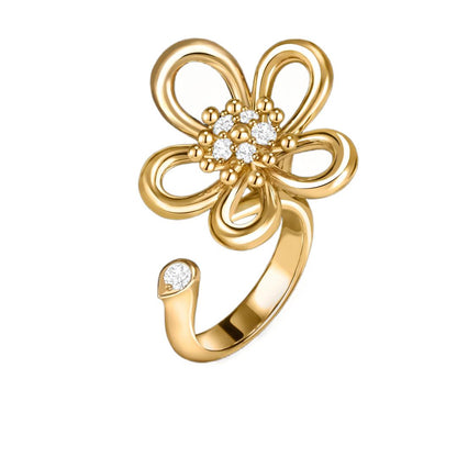[NOBLE AURA]  FLOWERLACE OPEN RING 5 DIAMONDS