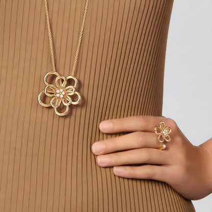 [NOBLE AURA]  FLOWERLACE OPEN RING 5 DIAMONDS