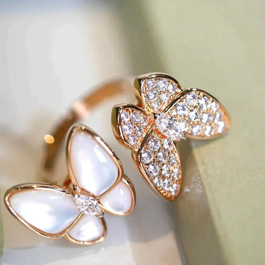 [NOBLE AURA]TWIN BUTTERFLY DIAMOND MOP RING