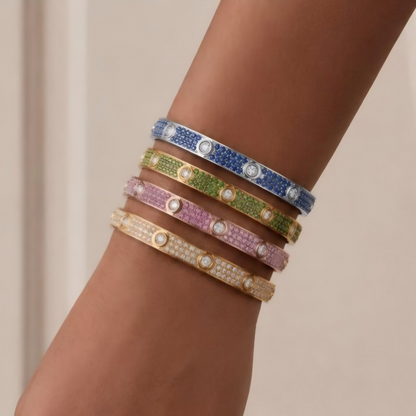 [NOBLE AURA] 2026 PAVE GEMSTONE LOVE BRACELET 6.1MM 10 DIAMONDS