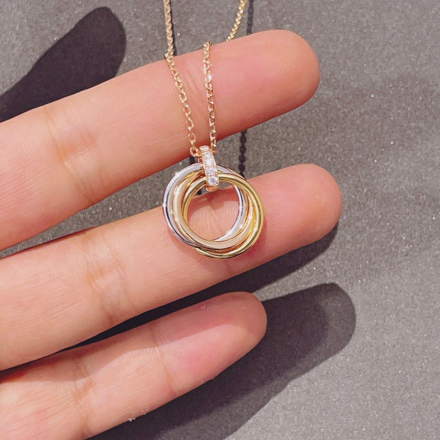 [NOBLE AURA]TRINITY NECKLACE GOLD  DIAMONDS