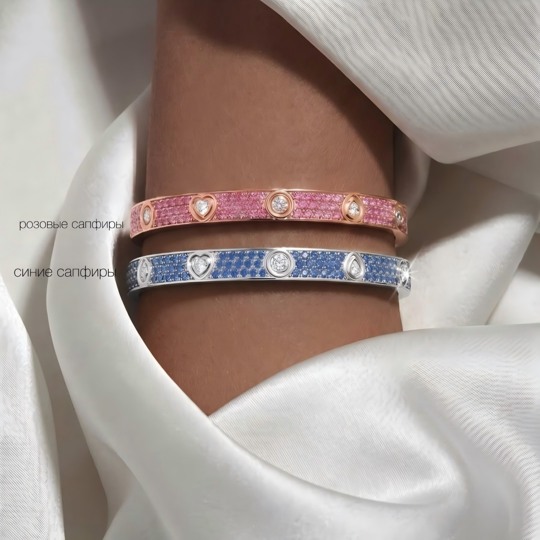 [NOBLE AURA]2026 PAVE GEMSTONE LOVE BRACELET 6.1MM 10 DIAMONDS