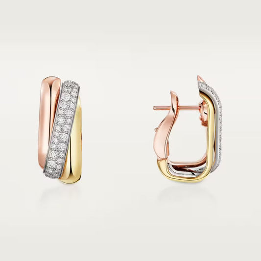 [NOBLE AURA] TRINITY HALF DIAMOND  CUSHION EARRINGS