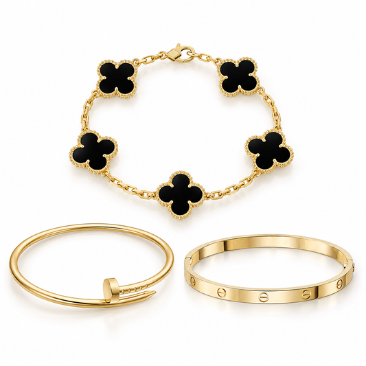 [NOBLE AURA]Clover & Juste & Lover  Bracelet Stack Set