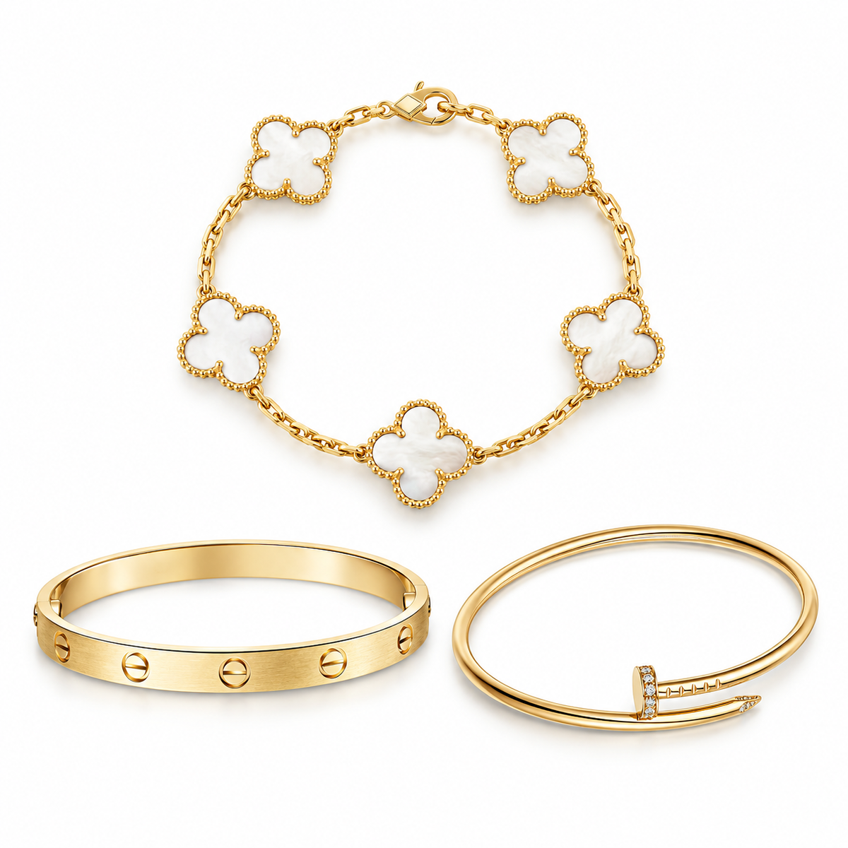 [NOBLE AURA]Clover & Lover & Juste Bracelet Stack Set