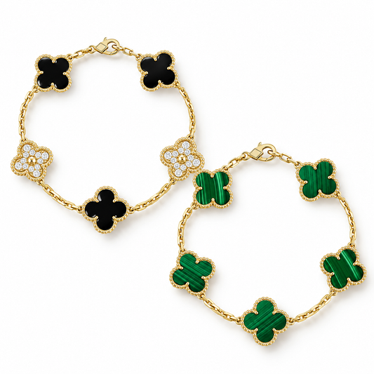 [NOBLE AURA]Clover 5 Motifs  Duo Bracelet Stack Set