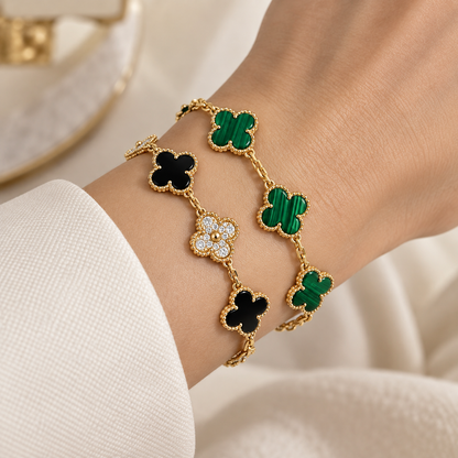[NOBLE AURA]Clover 5 Motifs  Duo Bracelet Stack Set