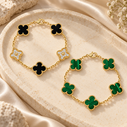 [NOBLE AURA]Clover 5 Motifs  Duo Bracelet Stack Set