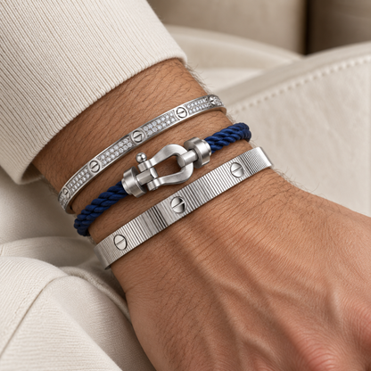 [NOBLE AURA]Love & Force Large Horseshoe Trio Bracelet Stack Set