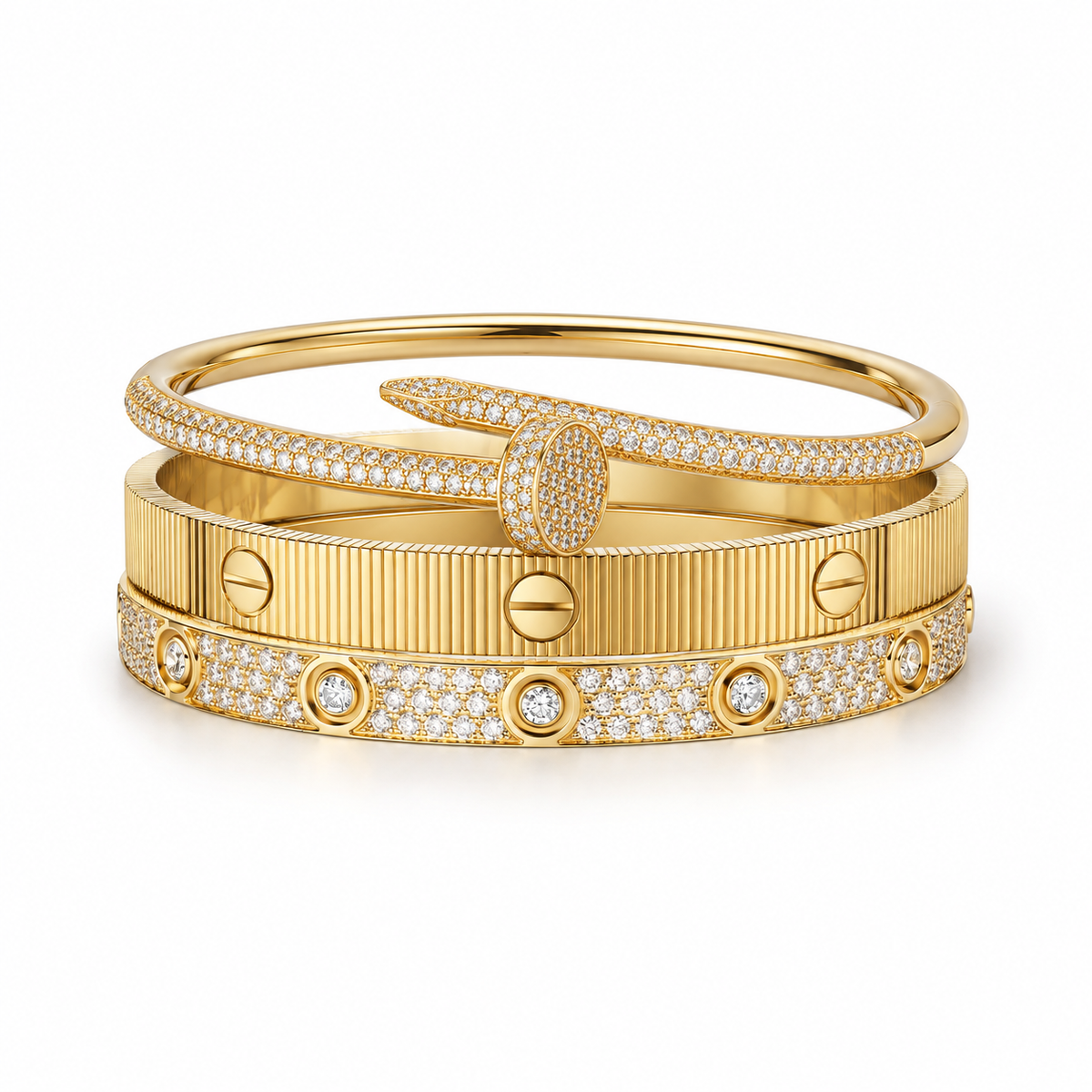 [NOBLE AURA]Love & Juste Statement Bracelet Trio Stack Set