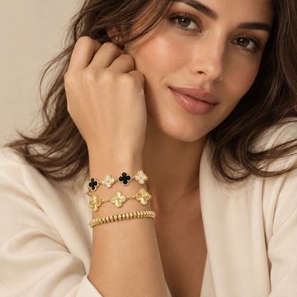 [NOBLE AURA]Clover & Clash Bracelet 3-Piece Stack set
