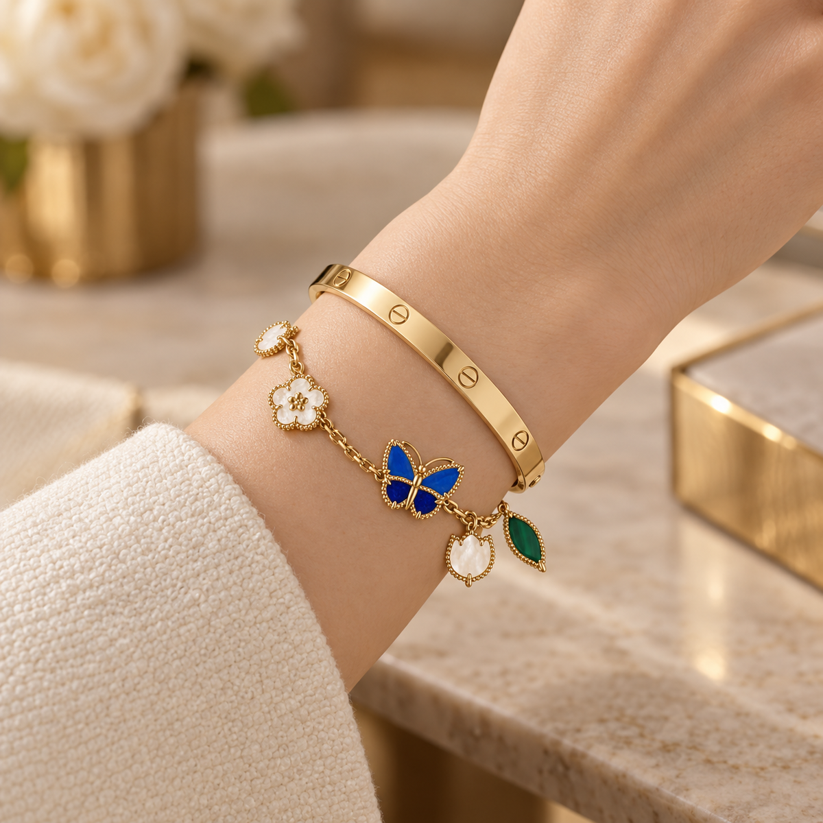 [NOBLE AURA]Lucky Spring & Love Bracelet Stack Set