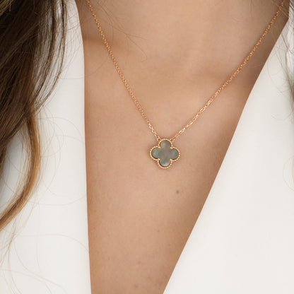 [NOBLE AURA]CLOVER 15MM  GRAY MOTHER OF PEARL NECKLACE