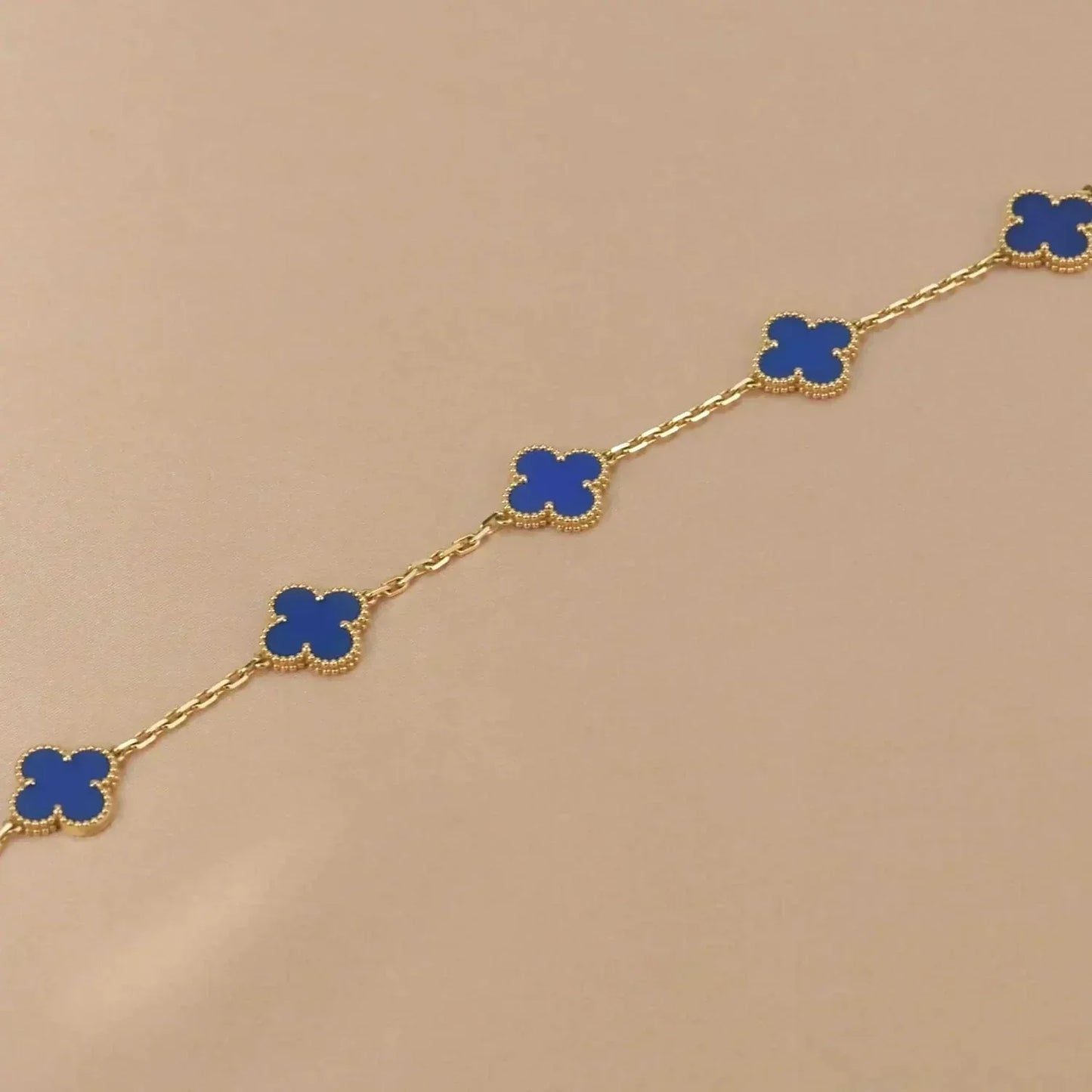 [NOBLE AURA]CLOVER 5 MOTIFS BLUE AGATE BRACELET