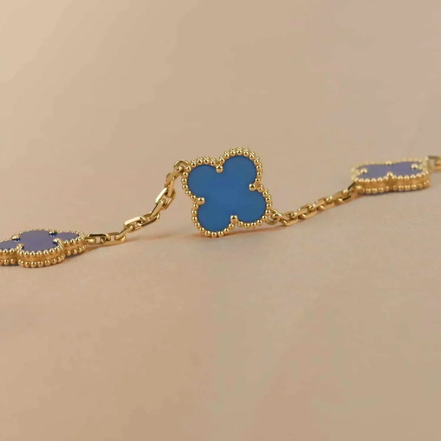 [NOBLE AURA]CLOVER 5 MOTIFS BLUE AGATE BRACELET