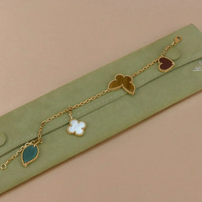 [NOBLE AURA]LUCKY SPRING 5 MOTIF GOLD BRACELET