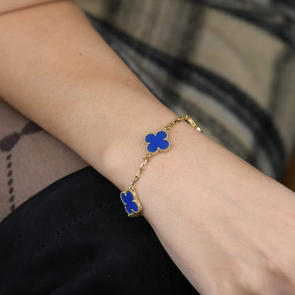 [NOBLE AURA]CLOVER 5 MOTIFS BLUE AGATE BRACELET