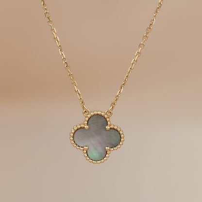 [NOBLE AURA]CLOVER 15MM  GRAY MOTHER OF PEARL NECKLACE