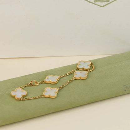 [NOBLE AURA]CLOVER WHITE PEARL MOP 5 MOTIF BRACELET COLLECTION