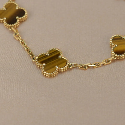 [NOBLE AURA] CLOVER 5 MOTIFS TIGER EYE BRACELET COLLECTION