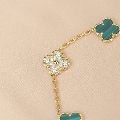 [NOBLE AURA] CLOVER 5 MOTIF MALACHITE BRACELET COLLECTION