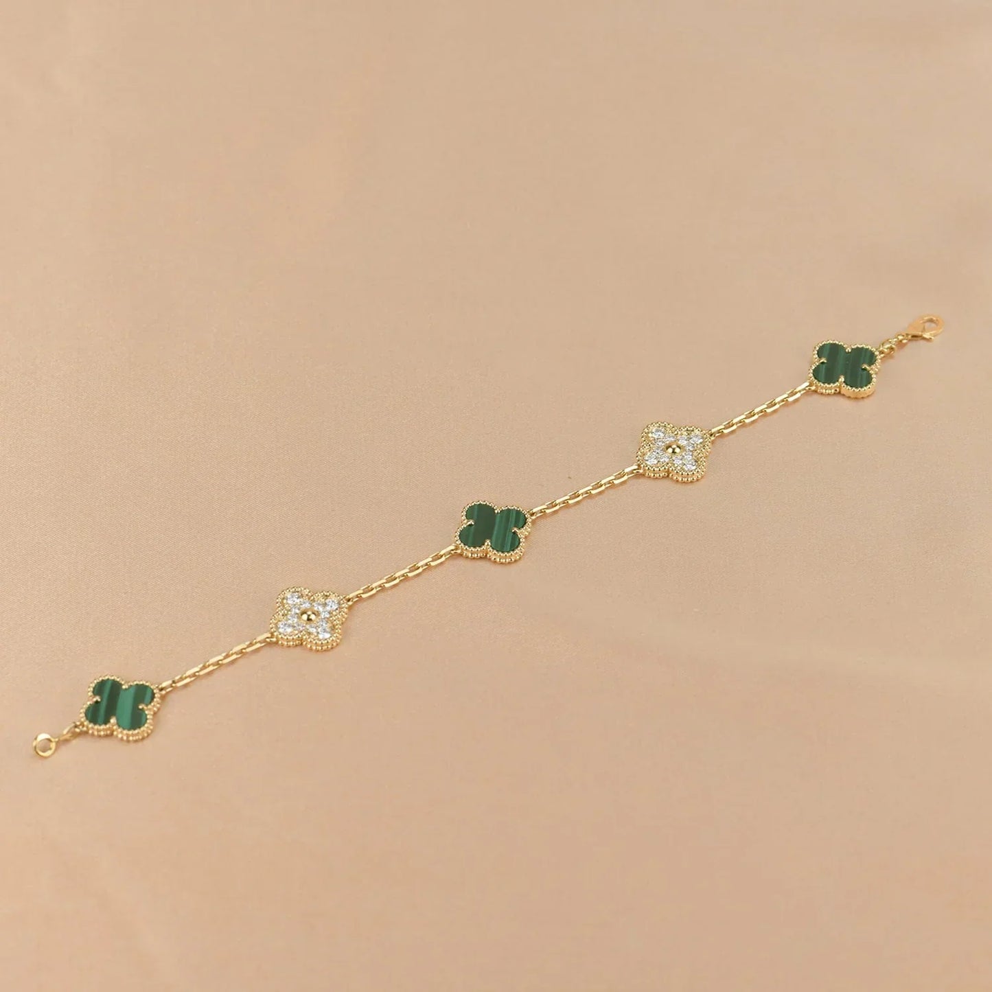 [NOBLE AURA] CLOVER 5 MOTIF MALACHITE BRACELET COLLECTION