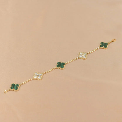 [NOBLE AURA] CLOVER 5 MOTIF MALACHITE BRACELET COLLECTION