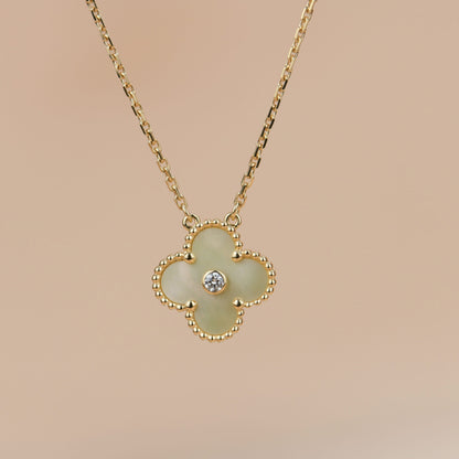 [NOBLE AURA]CLOVER 15MM DIAMOND GOLD MOTHER OF PEARL NECKLACE