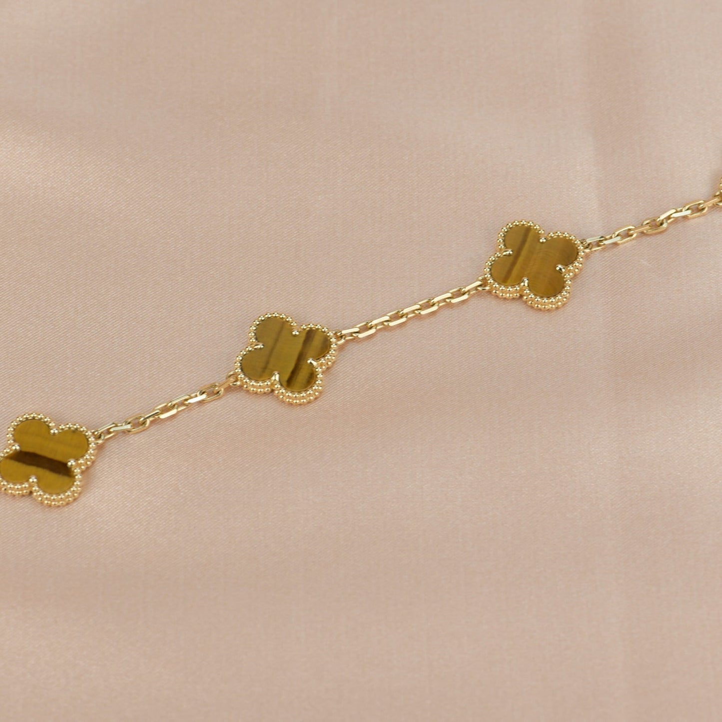 [NOBLE AURA]CLOVER  5 MOTIFS TIGER EYE BRACELET