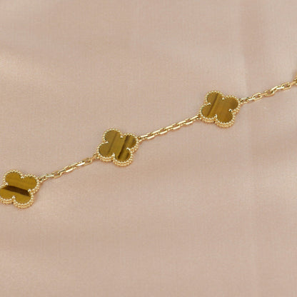 [NOBLE AURA]CLOVER  5 MOTIFS TIGER EYE BRACELET