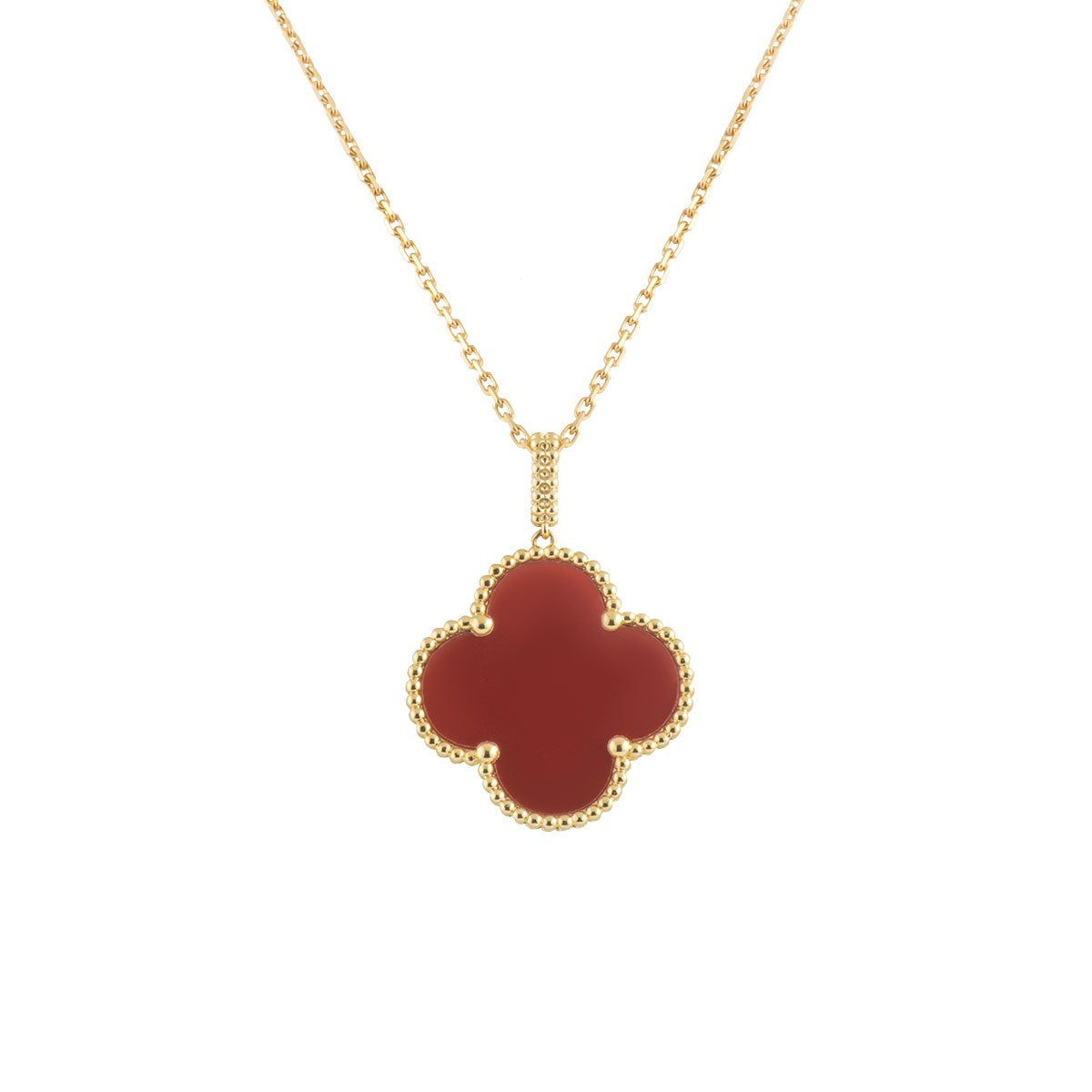 [NOBLE AURA]CLOVER 25MM NECKLACE GOLD CARNELIAN